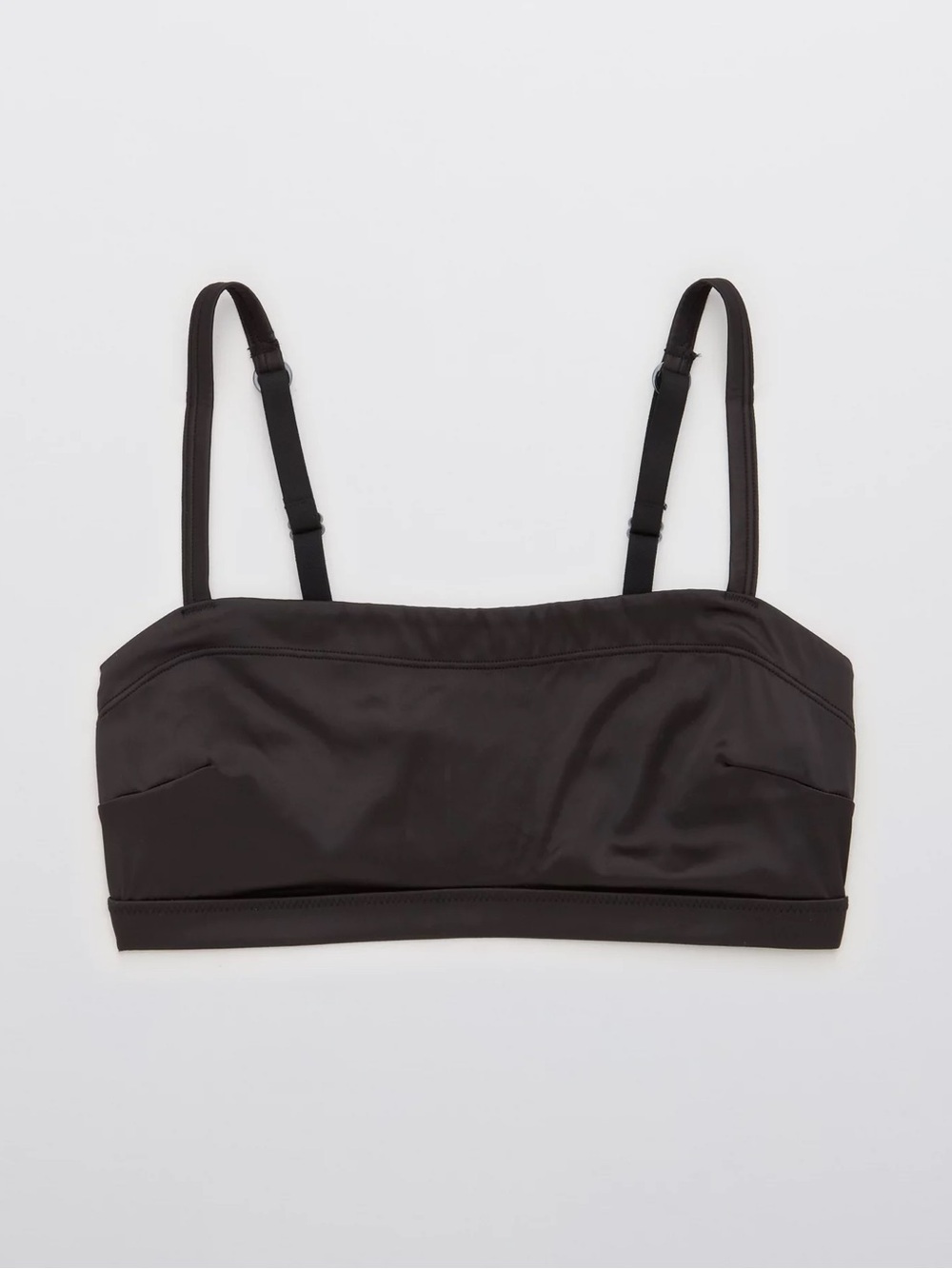 Aerie Satin Stretch Bandeau Bra Black NWT Size M Adjustable Straps